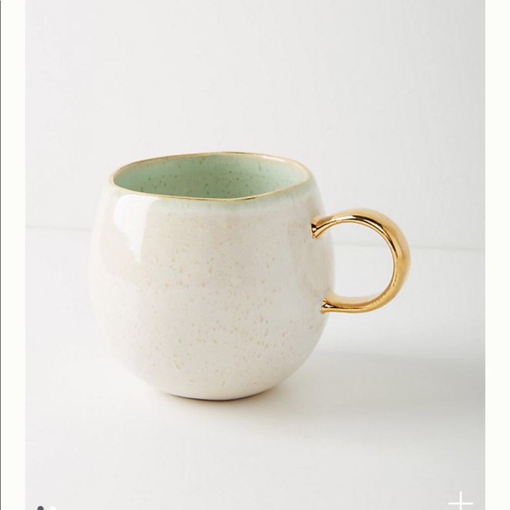 Anthropology gold rimmed coffee mugs (set of 4)